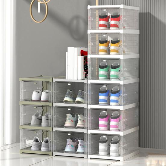 Home Shoe Box Transparent Stackable Thickened Foldable Dust-proof Visible Dustproof Moisture-proof Dorm Shoe Container Shoe