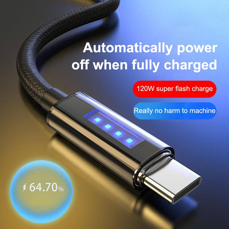 Новый кабель 120 Вт 6 А Super Fast Charge, USB-шнур для передачи данных, автоматическое отключение питания, кабель для быстрой зарядки для Oppo