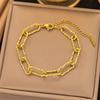 Stainless Steel Butterfly Bracelet Gold Steel Retro Love Heart Double-layer Chain Bracelet