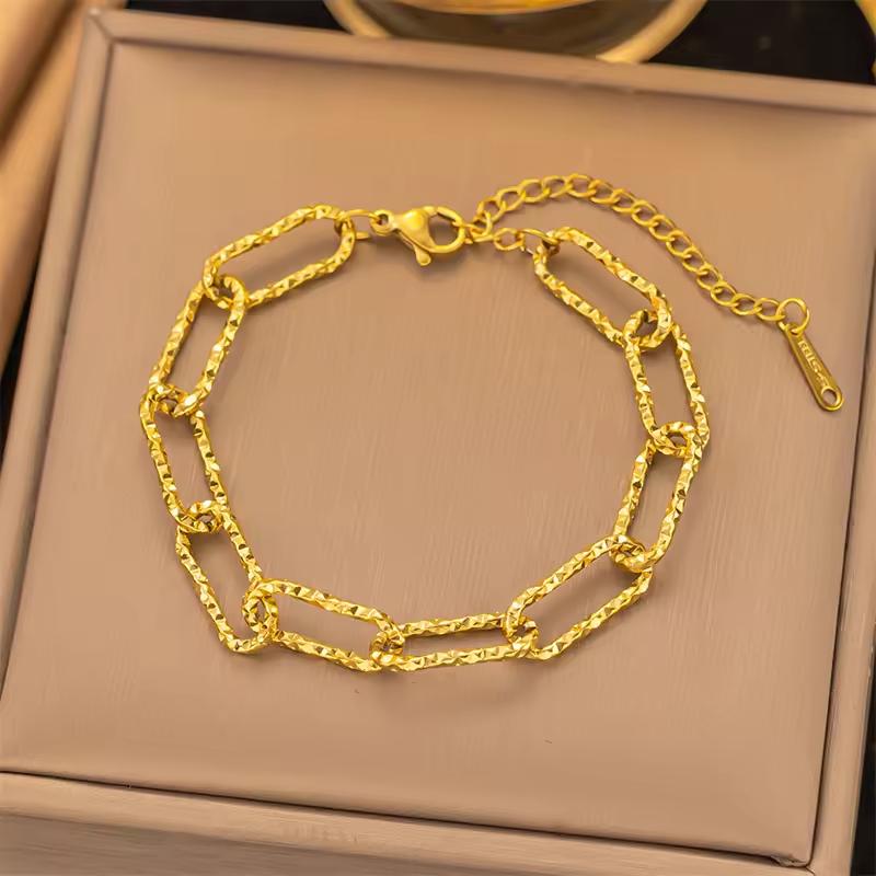 Stainless Steel Butterfly Bracelet Gold Steel Retro Love Heart Double-layer Chain Bracelet