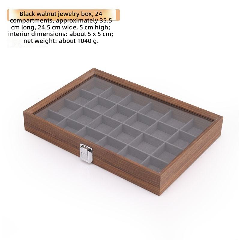 Luxury Walnut Wood Dustproof Rectangle Jewelry Storage Container Ring Pendant Bangle Jewelry Organizer Box Case for Collection