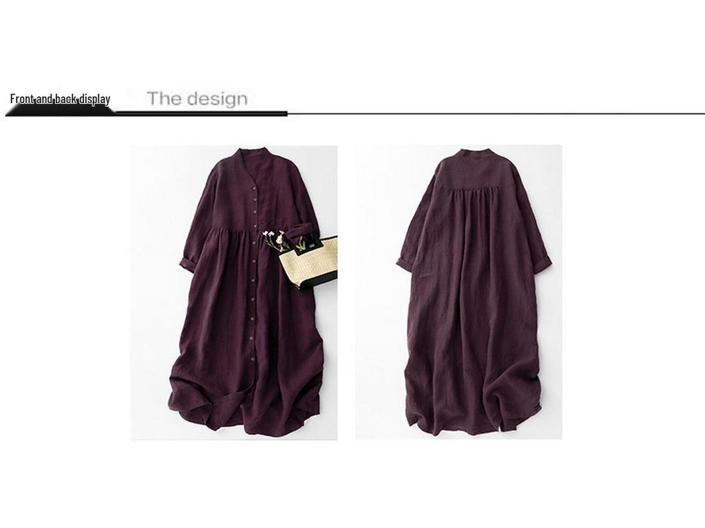 Женское хлопково-льняное платье с V-образным вырезом цвета бордо, с открытой передней частью, с длинными рукавами, облегающее, весна/осень 2025