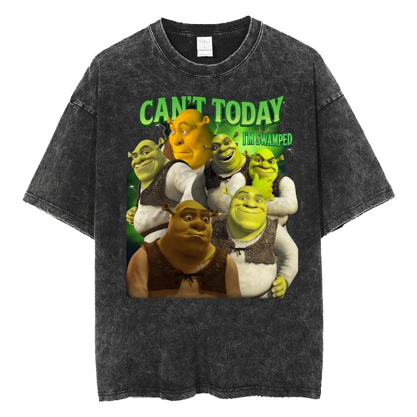 Смешная футболка с графическим мемом Shrek 'Давайте устроим Шрекса' для мужчин и женщин, модная футболка Harajuku с коротким рукавом, хлопковая, винтажная, стираная футболка