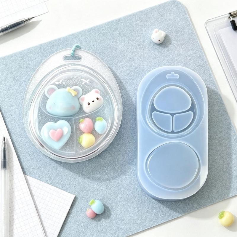 Egg Shaped Silicone Resin Mold for Mini Box Casting, Multi Cavity Body and Lid Design for Resin Plaster Ornament Craft Projects and Detailed Box