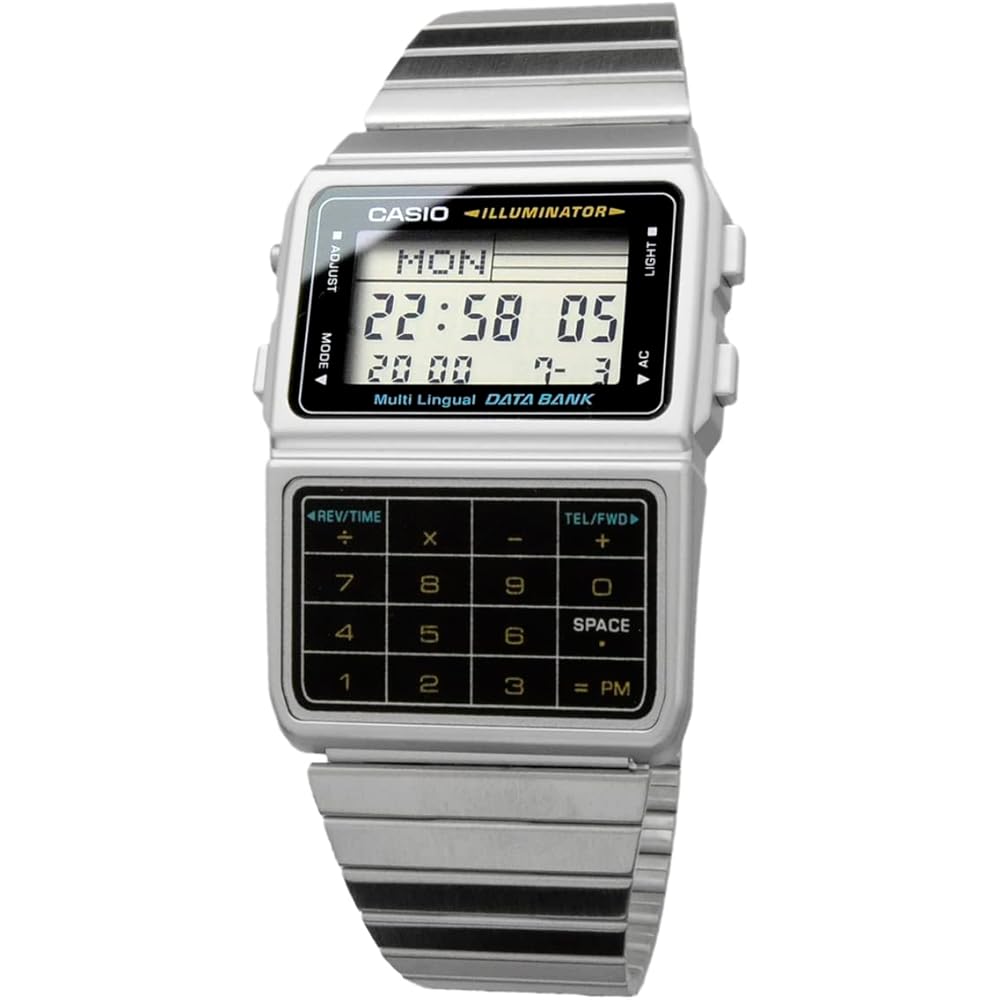 Casio Data Bank DBC-611-1 Digital Watch Men's Silver Black Stainless Steel