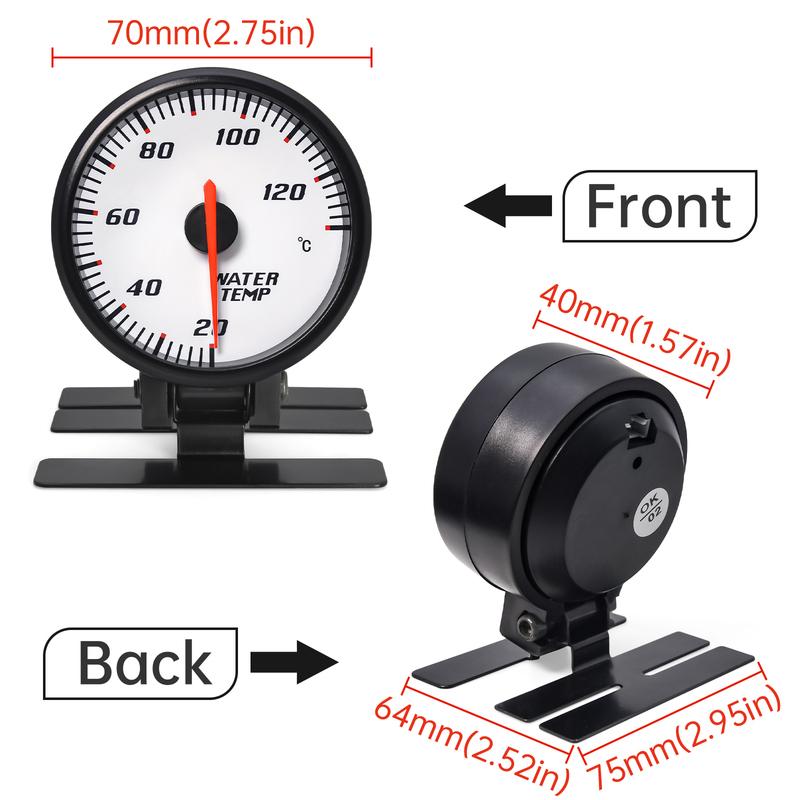 60MM Car Water Temperature Gauge 20-130 Celsius With Water Temp Sensor 10mm Tachometer Boost Voltmeter Vacuum Oil Press Gauge