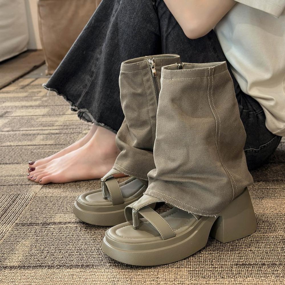 Женские ботинки с открытым носком 2024 года, весна-осень, новые модные уличные короткие ботинки с узором «елочка», женские сандалии в корейском стиле