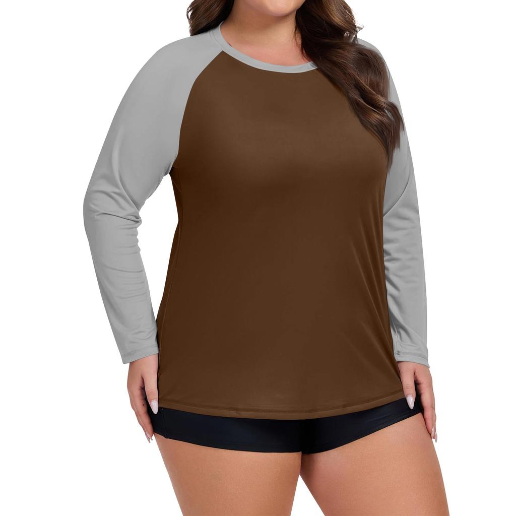 Women's Solid Color Large Size Long Sleeve Swimsuit Sun  Jacket Quick Dry Hiking Top