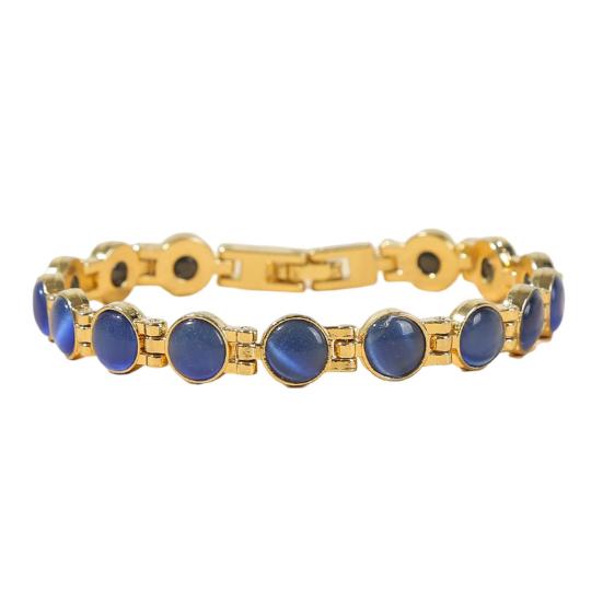 Браслет для магнитной терапии, позолоченный, снимает усталость, ювелирные изделия, блестящий камень «кошачий глаз»