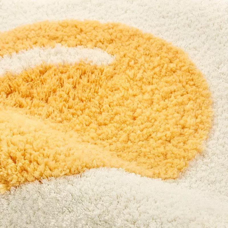 Ddd Creative Egg Yolk Shaped Carpet Bathroom Irregular Cartoon Floor Mat Non-Slip Water Absorbent Tufted Foot Mat