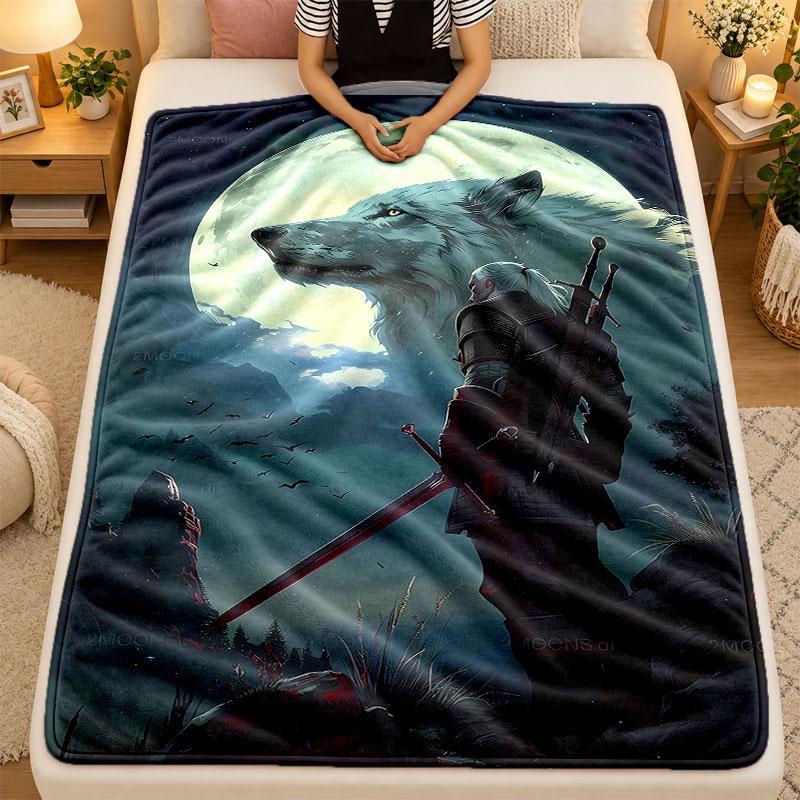 Flannel BlanketGeralt Warm Soft Throw Blanket for Indoor Sofa Bed Living Room Use