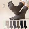 Black Five-fingered Socks for Men, Cotton Socks for Autumn and Winter, Anti-odor, Boneless, Antibacterial, Toe-separating Socks for Spring and Autumn