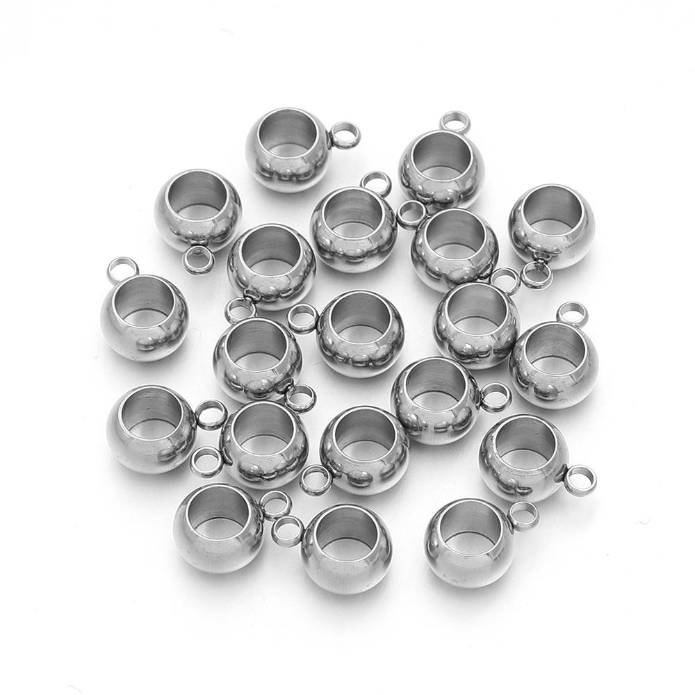 10-20pcs/lot Stainless Steel Spacer Beads Pendant Charms Clasps Bail Beads Big Hole Beads For Jewelry Making DIY Accessories