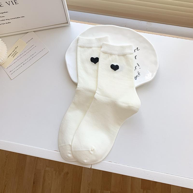 Простые и модные женские гольфы до середины икры с улыбающимися лицами, универсальные для осени, и махровые носки без швов.