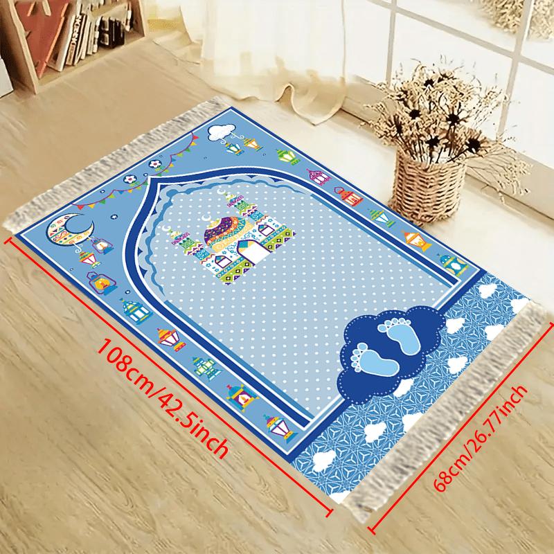 Islamic Geometric Pattern Prayer Mat, Foldable Non-Slip Portable Muslim Prayer Rug, Soft Worship Kneeling Mat for Home Decor