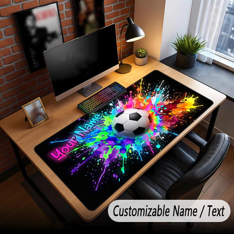 Soccer Theme Custom Mouse Pad Personalized With Name Text Customized Desk Mat For Office Home Decor
