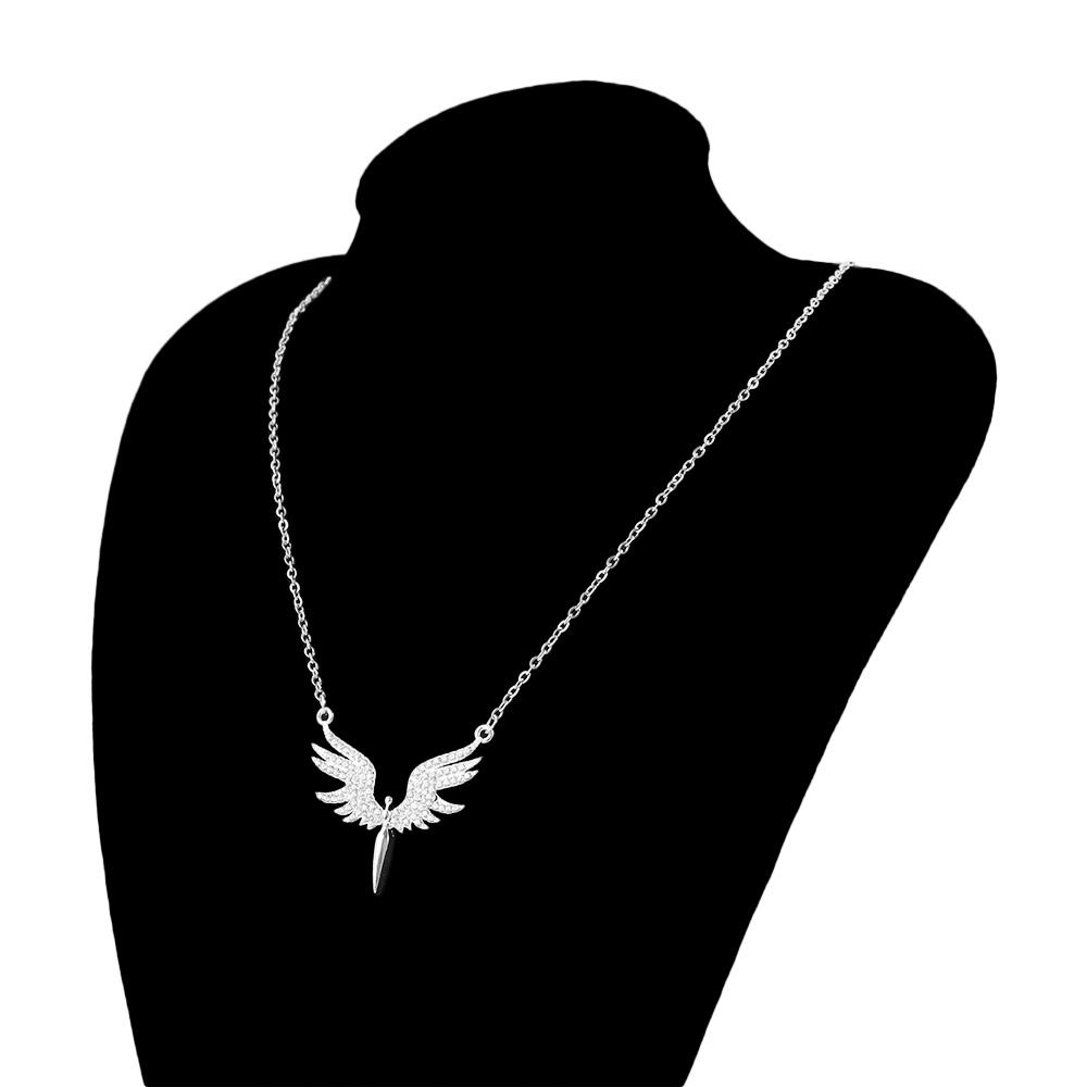 Wings Rhinestones Adjustable Pendant Woman Necklaces Clavicle Chain Choker Korean Neck Jewelry