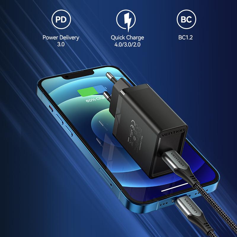 Vention PD 20W USB Charger Quick Charge 4.0 3.0 USB Type C Fast Charger for iPhone 13 12 Xs Xiaomi Phone QC4.0 QC3.0 PD Charger