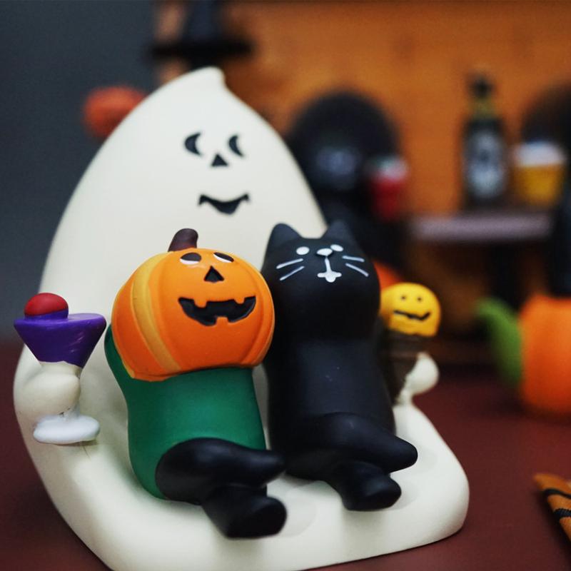 Cute Cat Halloween Concert Miniatures Funny Ghost Figurines Kawaii Shiba Vampire Magic Pumpkin Miniatures DIY Home Decoration