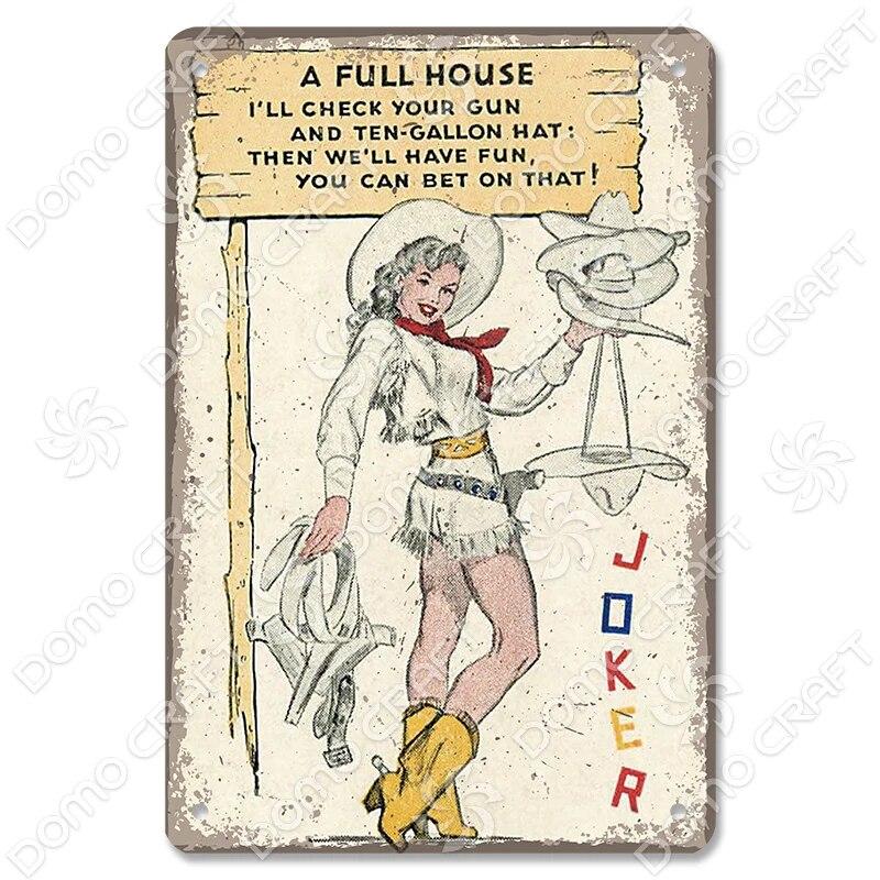 Cowgirl Tin Sign Metal Plaque Cowboy Boots Pony Metal Poster Vintage Wall Decor for Horse Riding Club Garden Home