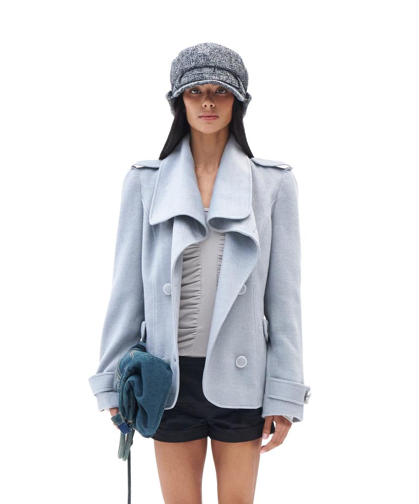 HILLDA Wide Lapel Brushed Jacket [Gray]