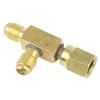 Brass Tee Adapter Converter 1/4inch Male and Female SAE Flare Swivel Connector Auto Air-Conditioning Installation