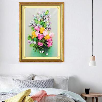 Наборы для вышивания лентами DIY Цветок тюльпана Набор для рисования Штампованная вышивка крестом