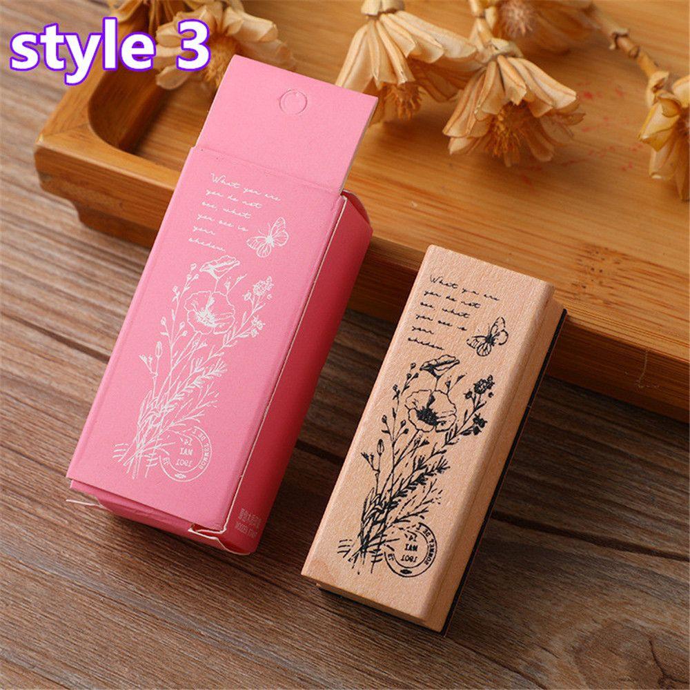 Поделки Сделай сам Винтажные Штампы для Девочек Штампы Растения Дерева Деревянные Резиновые Штампы