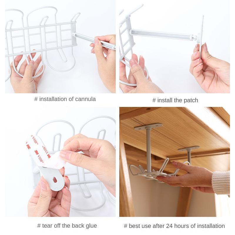 ABS Under Table Storage Rack Cable Management Tray Home Office Desk Wire Organizer No Punching Kitchen Storage Home Accessories