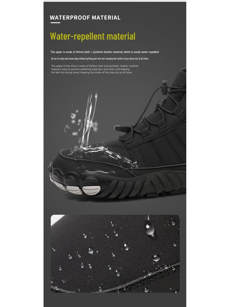 Unisex Waterproof Wide-Toe Winter Snow Boots - High-Top, Cold-Proof, Barefoot-Style for Outdoor Sport.