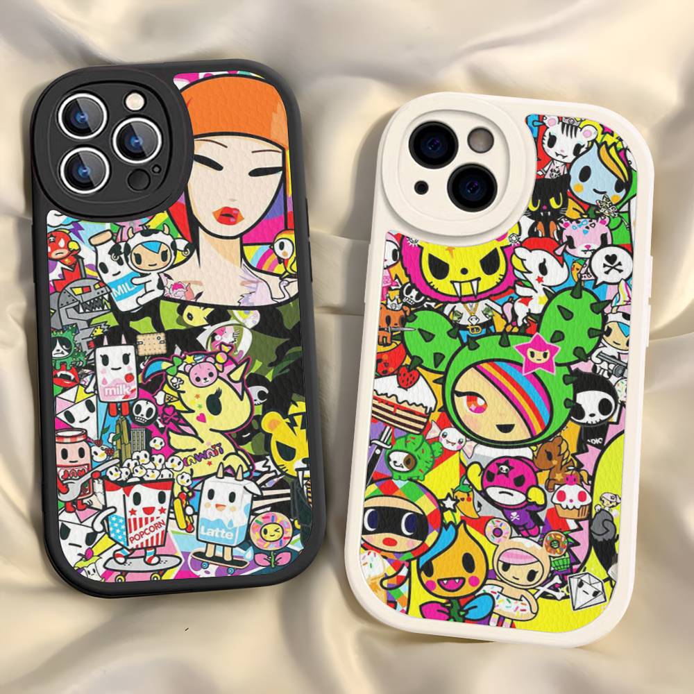 Japan T-Tokidokis Phone Case For iPhone 16 15 14 13 12 11 Pro Max Plus Soft Leather Cover