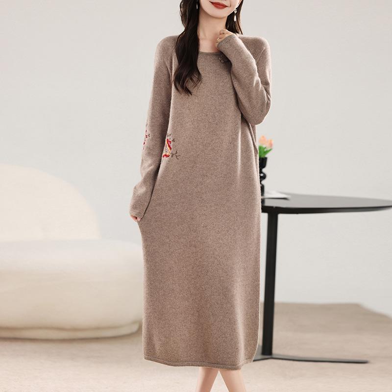 Женское кашемировое платье Qinghe кашемир 30% кашемир 70% шерсть осенне-зимняя кашемировая юбка мягкая и теплая