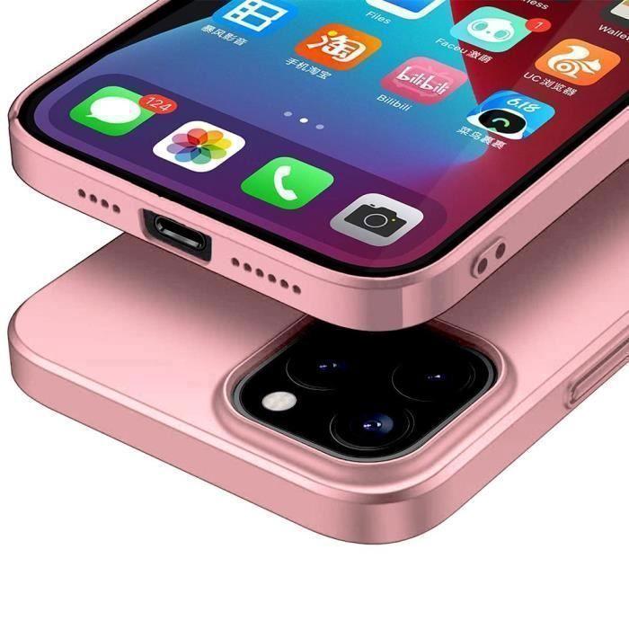 Coque pour iPhone 12 Pro Max - E.F.CONNECTION - Silicone TPU Souple - Verre Trempé - Rose - Anti-choc