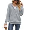 Ladies Casual Solid Breathable Jacket Long Sleeve Loose Zipper Lightweight Jacket with Pockets Loose Soft Fashion Hooded Sweatshirt Coat for Women