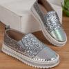 Дизайнерская обувь Женские кроссовки на плоской подошве с пайетками Повседневные женские сетчатые туфли на шнуровке с мелкими бриллиантовыми пайетками на платформе Zapatos De Mujer