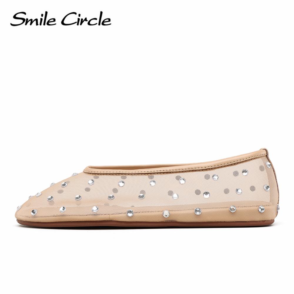 Marcy Wmbellished сетчатые балетки женские прозрачные туфли на плоской подошве с кристаллами круглый носок женские сандалии из натуральной кожи