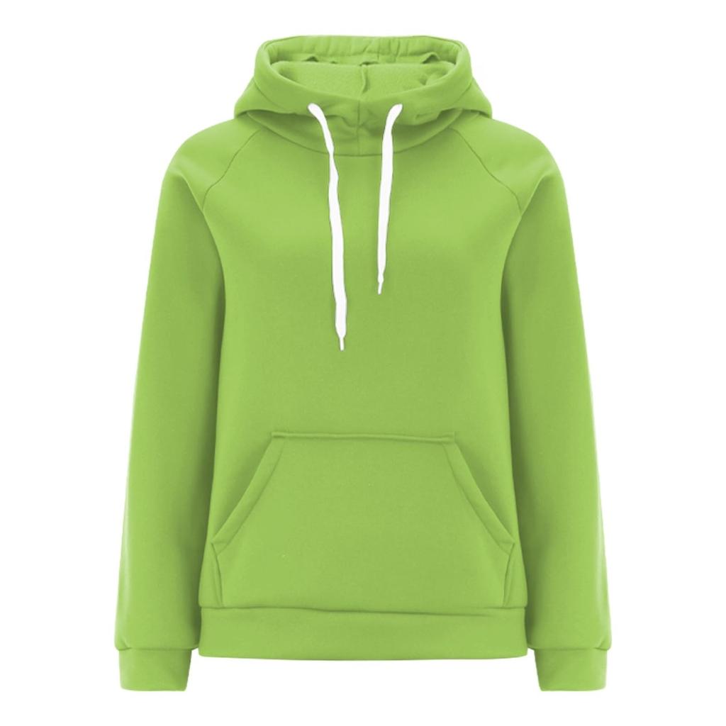 Women's Casual Loose Solid Color Long-sleeved Crewneck Sports Hoodie