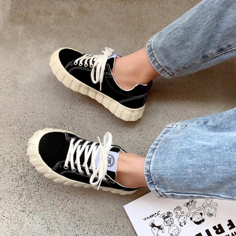Canvas Shoes for Women Platform Sneakers Lace Up Walking Shoes Students Wild Chunky Sneakers Fashion Women's Vulcanized Shoes