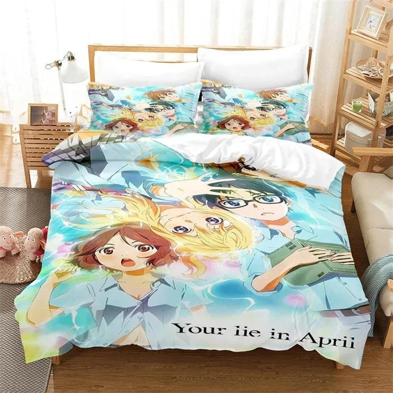 3D Printed Anime Your Lie In April Bedding Collections Exquisite Bed Supplies Set Duvet Cover Bed Comforter Set Luxury Birthday Gift