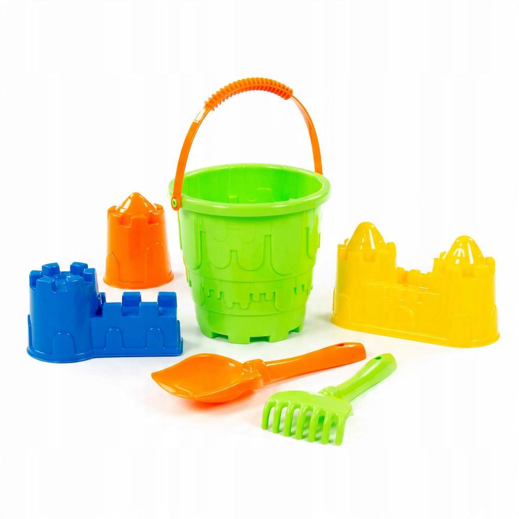 SAND BUCKET 25cm lock rake shovel, molds BEACH SET 6 pcs.