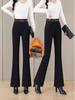 High-Waisted Fleece-Lined Women's Flared Denim Pants, Slim Fit with Elastic Waistband, Warm and Comfortable