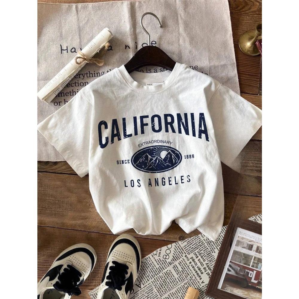 Летняя женская футболка California в американском винтажном стиле, топы с круглым вырезом, футболки, модная одежда Лос-Анджелеса, женская повседневная уличная одежда, топ в стиле Y2K