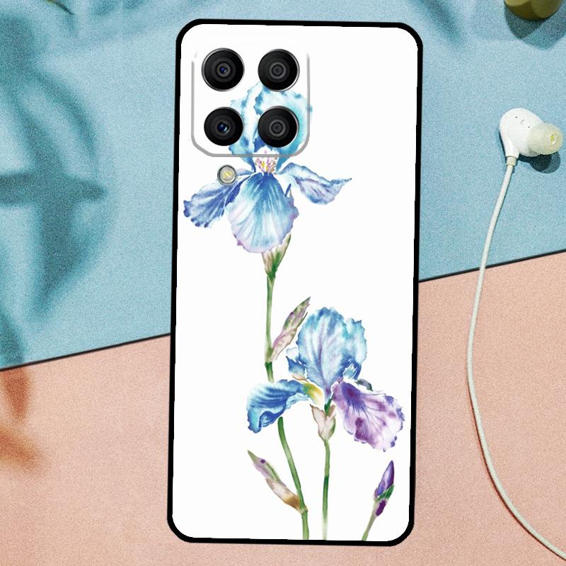 Iris Purple Flower Watercolor For Samsung Galaxy M33 M35 M55 M15 M12 M13 M14 M34 M54 M53 M21 M31 M11 M32 M52 M06 M16 Case
