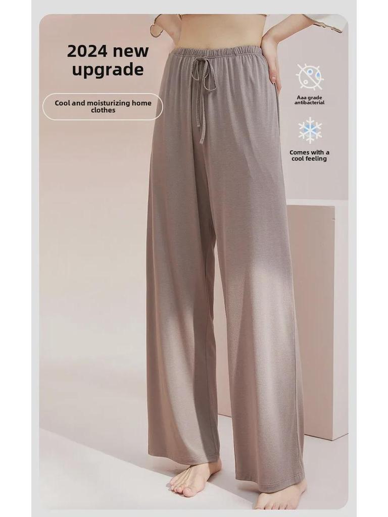 Женские летние свободные пижамные брюки из модала с широкими штанинами — дышащие и удобные для использования на открытом воздухе домашние брюки из ледяного шелка.