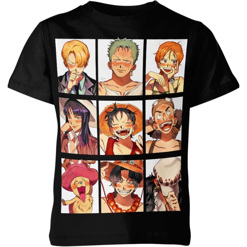 Summer New 3D Digital Printing Japanese Anime One Piece Men's Round Neck T-shirt Children Street Fashion Leisure Cosplay Top