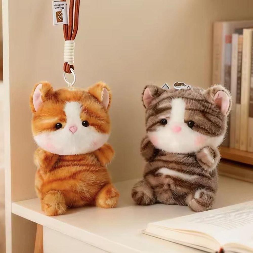 Soft Plush Cat Plush Keychain 15cm Kitten Pendant Small Cat Stuffed Keychain Desk Decor