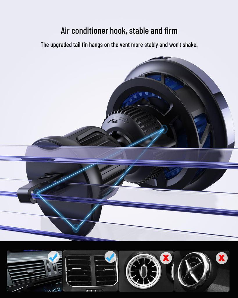 QI2 Magnetic Wireless Car Charger with LED Light and Fast Cooling