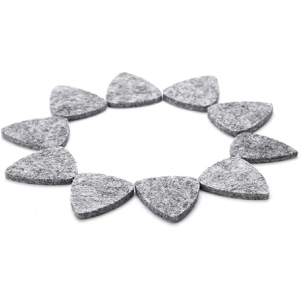 10Pcs Wool Felt Guitar Picks Ukulele Picks, 3mm Thin Red Plectrums with Solid Leather for Ukelele Bass Guitar (Gray)