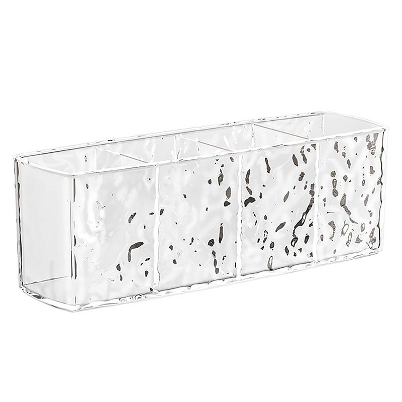 4 Grids Water Ripple Cosmetic Storage Box Makeup Brush Holder Organizer Lipstick Eyebrow Pencil Desktop Storage Display Stand
