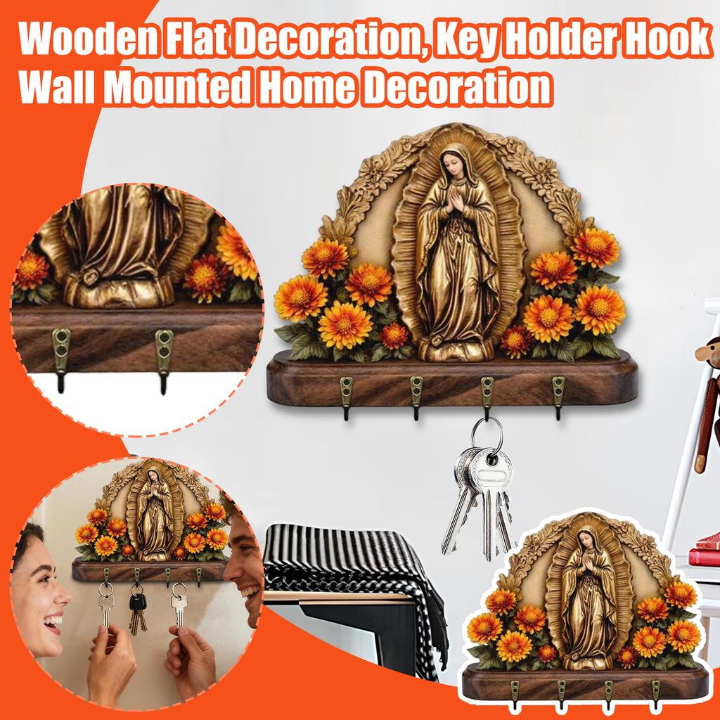 Деревянное плоское украшение, Крючок-держатель для ключей, Настенное украшение для дома